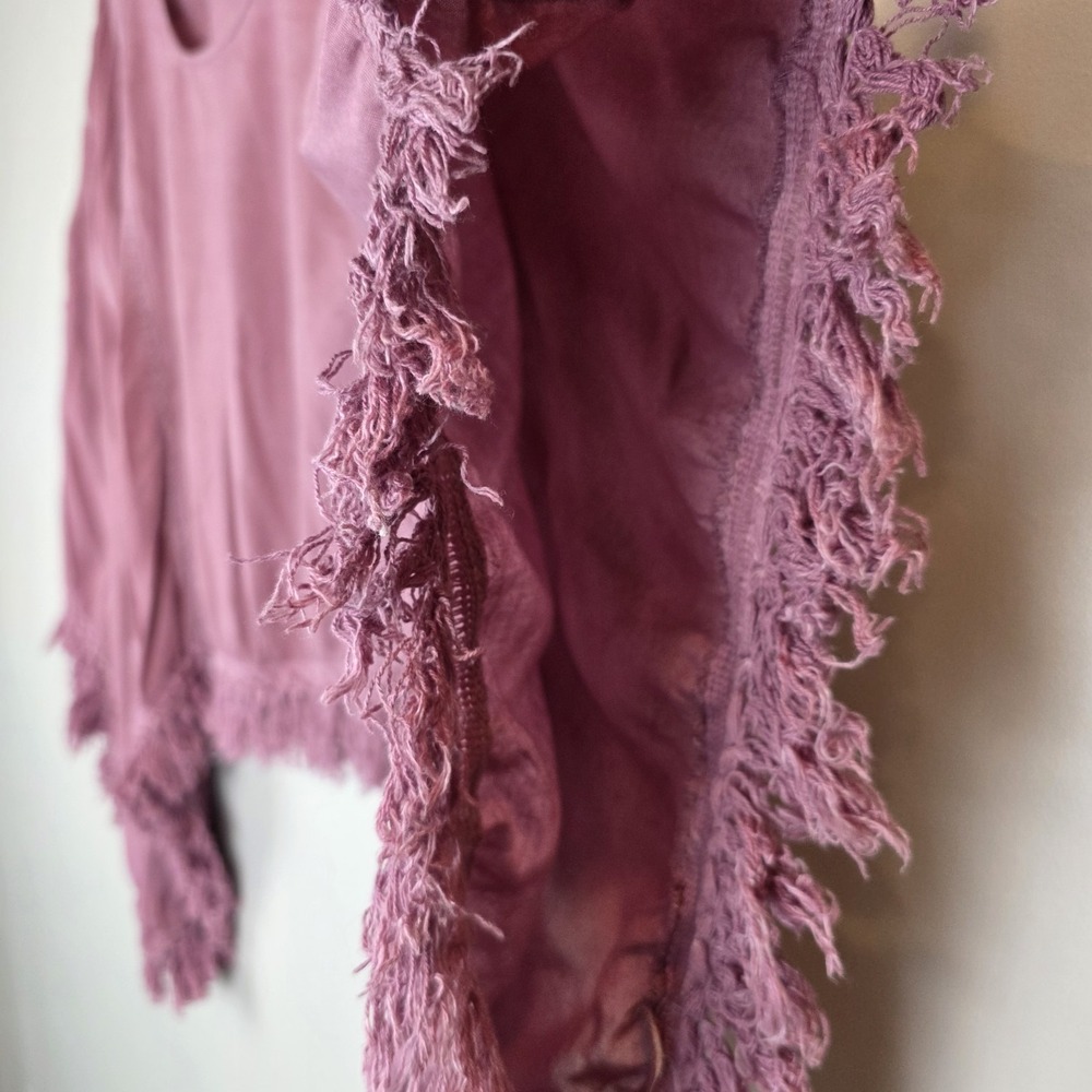EARTHBOUND Mauve Pink Fringed Boho Blouse - Picture 8 of 14